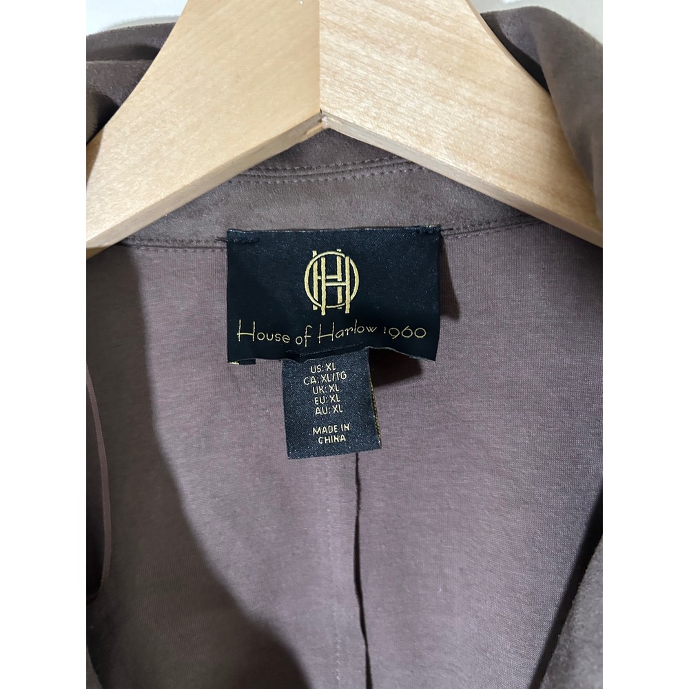 House of Harlow 1960 Faux Leather Suede Long Coat in Taupe sz XL - Picture 3 of 4